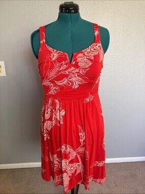 Soma Red/Orange Floral Bra Dress